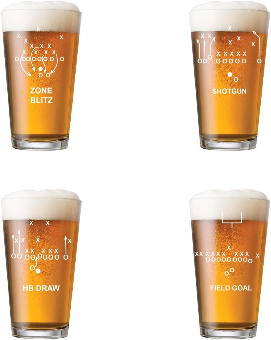 Amazing Gifts Ryan's Football Playbook Formations Pint Beer Glasses - 4pcs