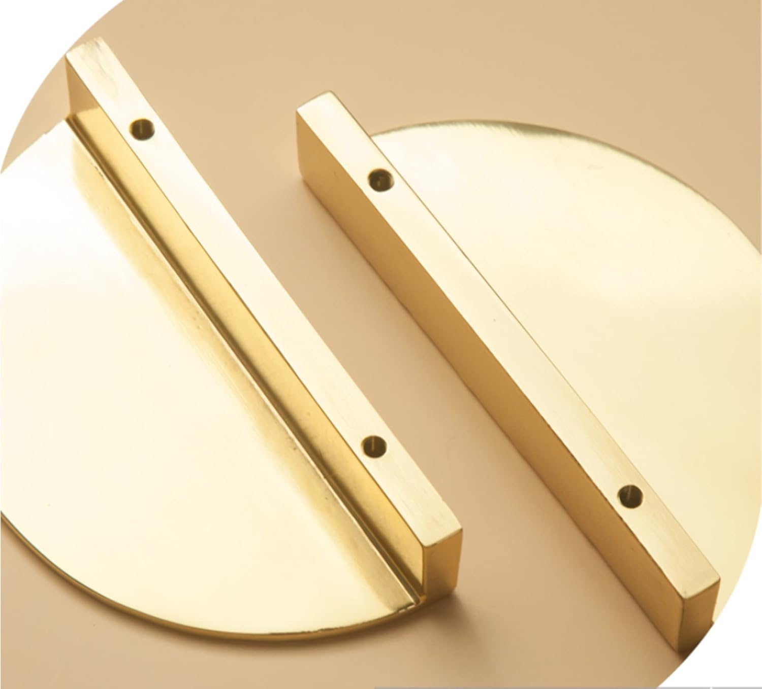 MFYS 3" Semi Circle Drawer Pulls Kitchen Cabinet Pulls Solid Brass Wardrobe Handles Half Moon Cupboard Hardware 64mm (1, 3" Hole to Hole)