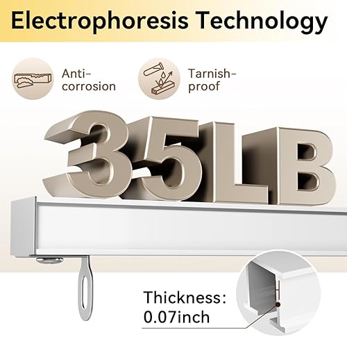 Miniatura 5 de Riel de cortina, riel de cortina de techo, riel de techo para cortinas, barras de cortina divisoras de habitaciones, montaje en techo de riel de