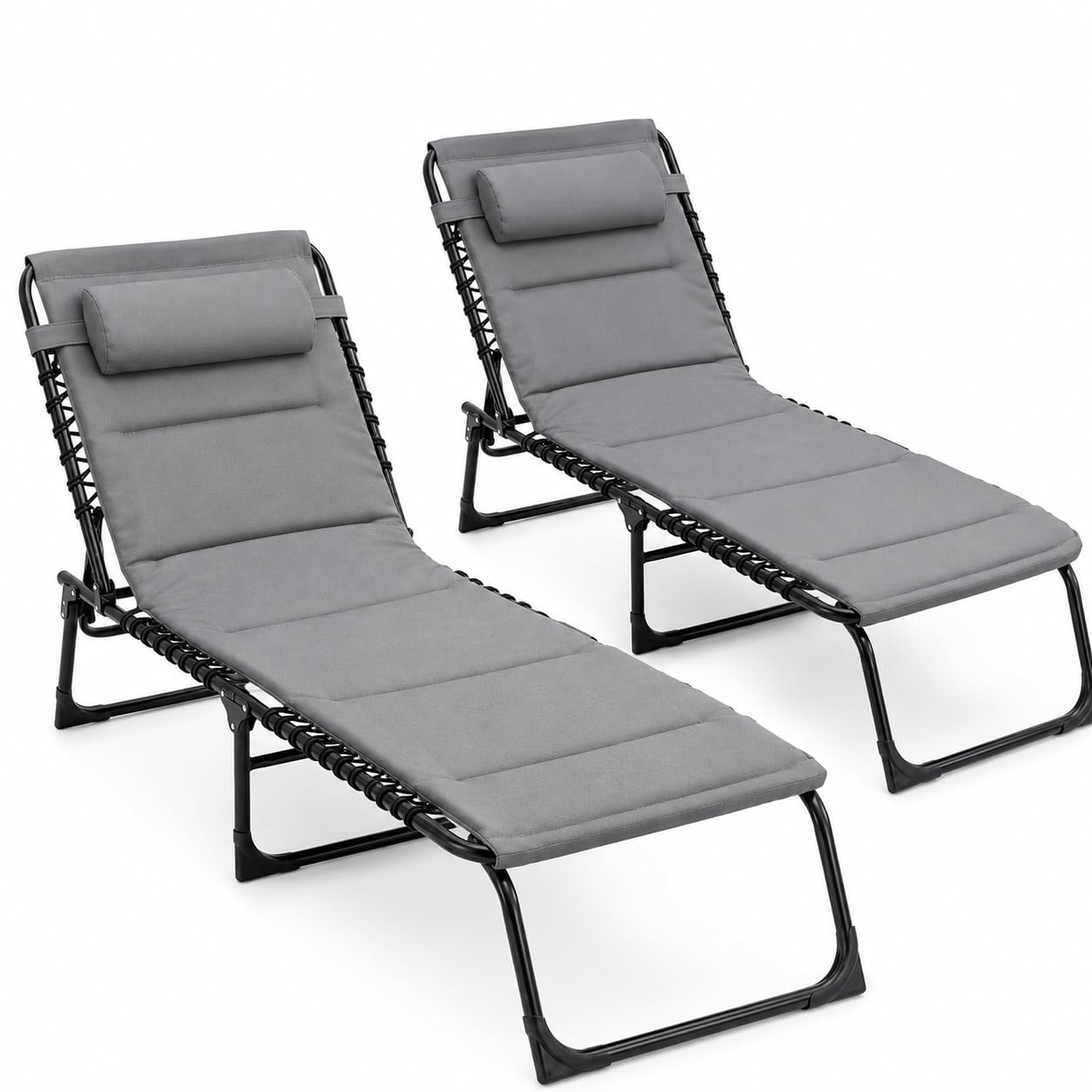 Pincho Tumbonas Jardin Exterior Hamaca Jardin, Chaise Longue Exterior, Tumbona Plegable Acolchada con Cojin Cervical, Hamaca Reclinable - 3 Posiciones, Estructura Metalica
