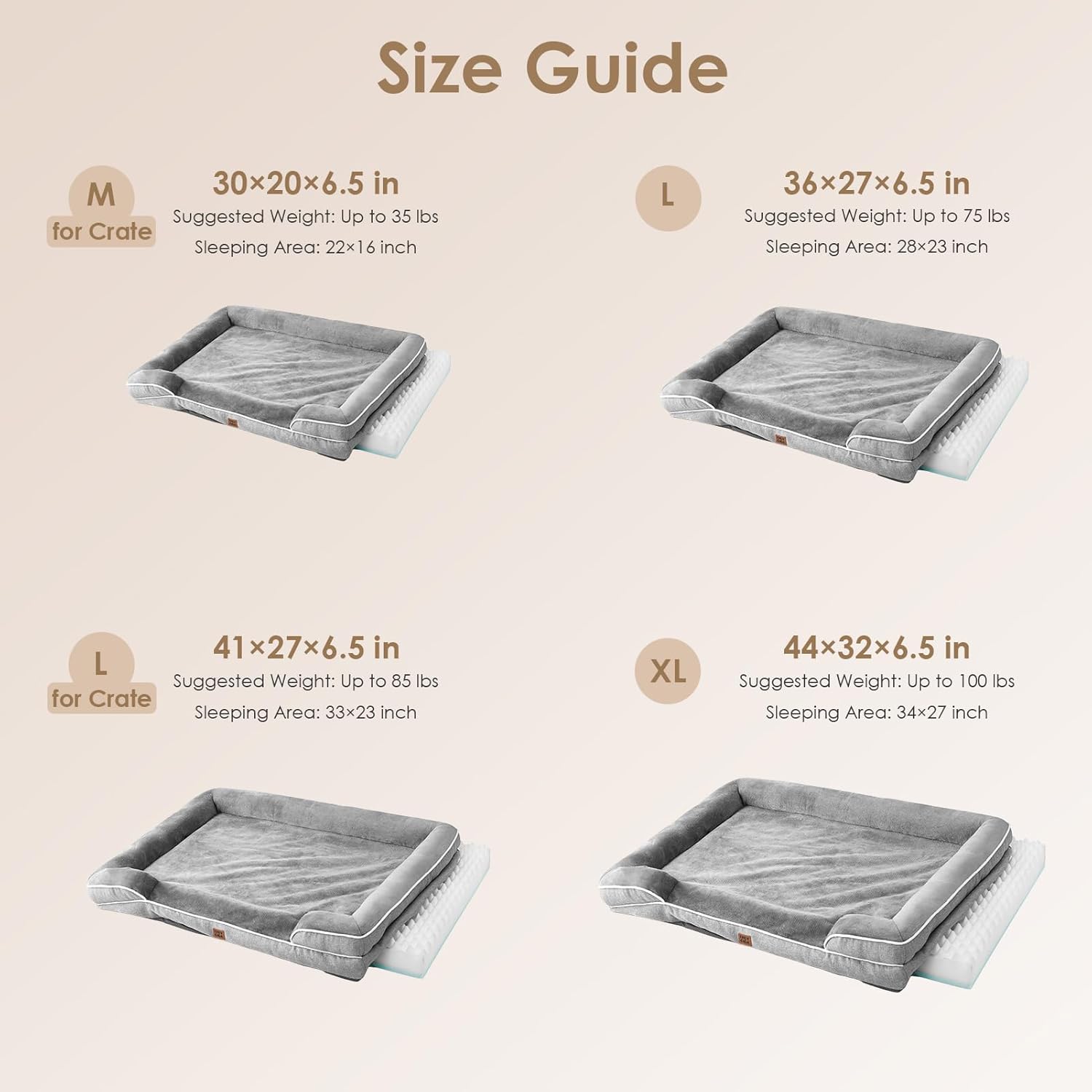 EHEYCIGA Dog Bed Cover Replacement for Extra Large Dog Bed, Waterproof Washable Removable Cover for Orthopedic Memory Foam Dog Sofa, Non-Slip Bottom, Grey, Cover Only