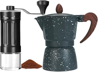 STAR WORK Manual Coffee Grinder & Moka Pot Combo – Portable Hand Crank Mill with Adjustable Coarseness + Espresso Maker fo Price In India
