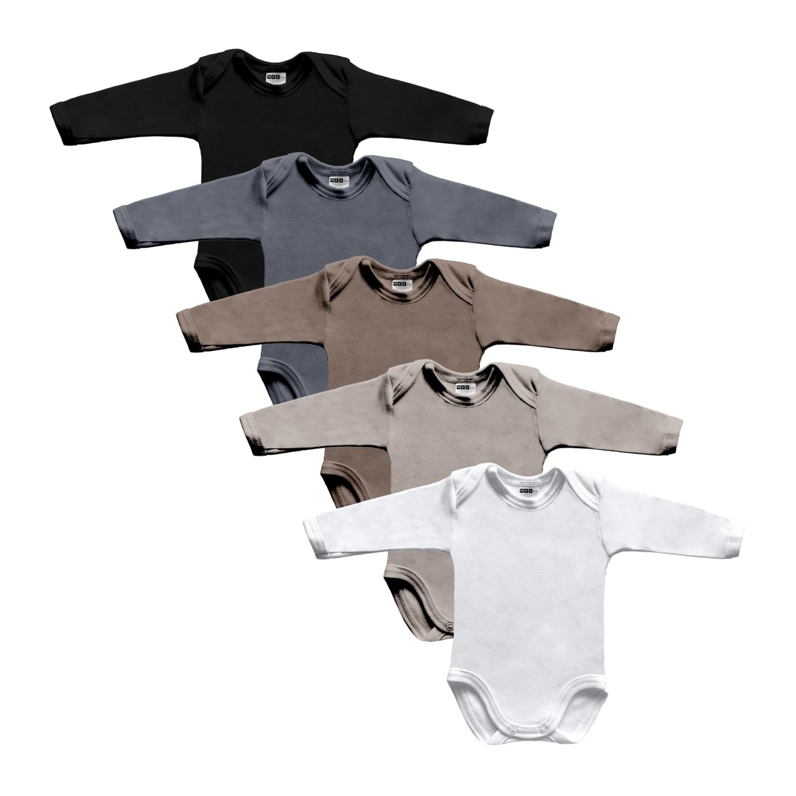 MEA BABY body niemowlęce z długimi rękawami unisex ze 100% bawełny po 5 sztuk, body niemowlęce z nadrukiem, body niemowlęce dla dziewczynek, body niemowlęce dla chłopców