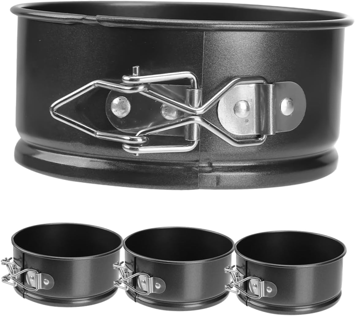 Garneck 4pcs Non-stick Mini Cake Pan Set 4 Inch round Springform Pans with Locking Latch Removable Bottom for Mini Cheesecakes, Pies, and Tarts Baking in Kitchen