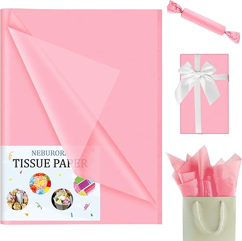 Miniatura 3 de NEBURORA Papel de seda rosa para bolsas de regalo, 60 hojas de papel de seda de regalo rosa a granel de 14 x 20 pulgadas, papel de embalaje rosa