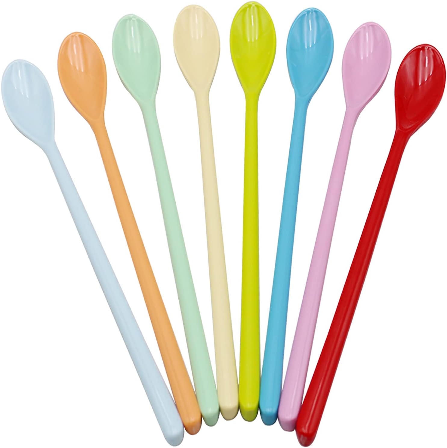 Set of 8 Mixing Spoon Melamine Long Espresso Spoons, Colorful Latte Spoon, Dessert Ice Cream Spoon, Cocktail Stirring Spoons for Coffee Dessert, 8.8-Inch (Mixed Color)