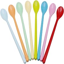 Set of 8 Mixing Spoon Melamine Long Espresso Spoons, Colorful Latte Spoon, Dessert Ice Cream Spoon, Cocktail Stirring Spoons for Coffee Dessert, 8.8-Inch Mixed Color