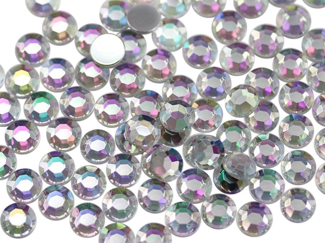 Allstarco 500PCS 9mm SS42 Crystal Clear AB A01 Acrylic Flat Back Rhinestones for Jewelry Making and Face Painting Card Making Embelishments Plastic Gems