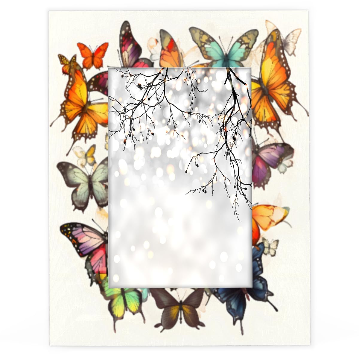 Honsell Cadre Papillon 30x30 Cm – Motif Pré-imprimé à Colorier – Toile 100% Coton – Peinture Acrylique, Aquarelle, Feutre – Détente Enfant Adulte