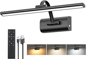 16inch Picture Lights for Wall, 5200mAh Rechargeable Wireless Picture Light with Remote Timer, Battery Operated Wall Lights 3CCT Dimmable, LED Art Lighting for Paintings Frame Gallery Dartboard, Black