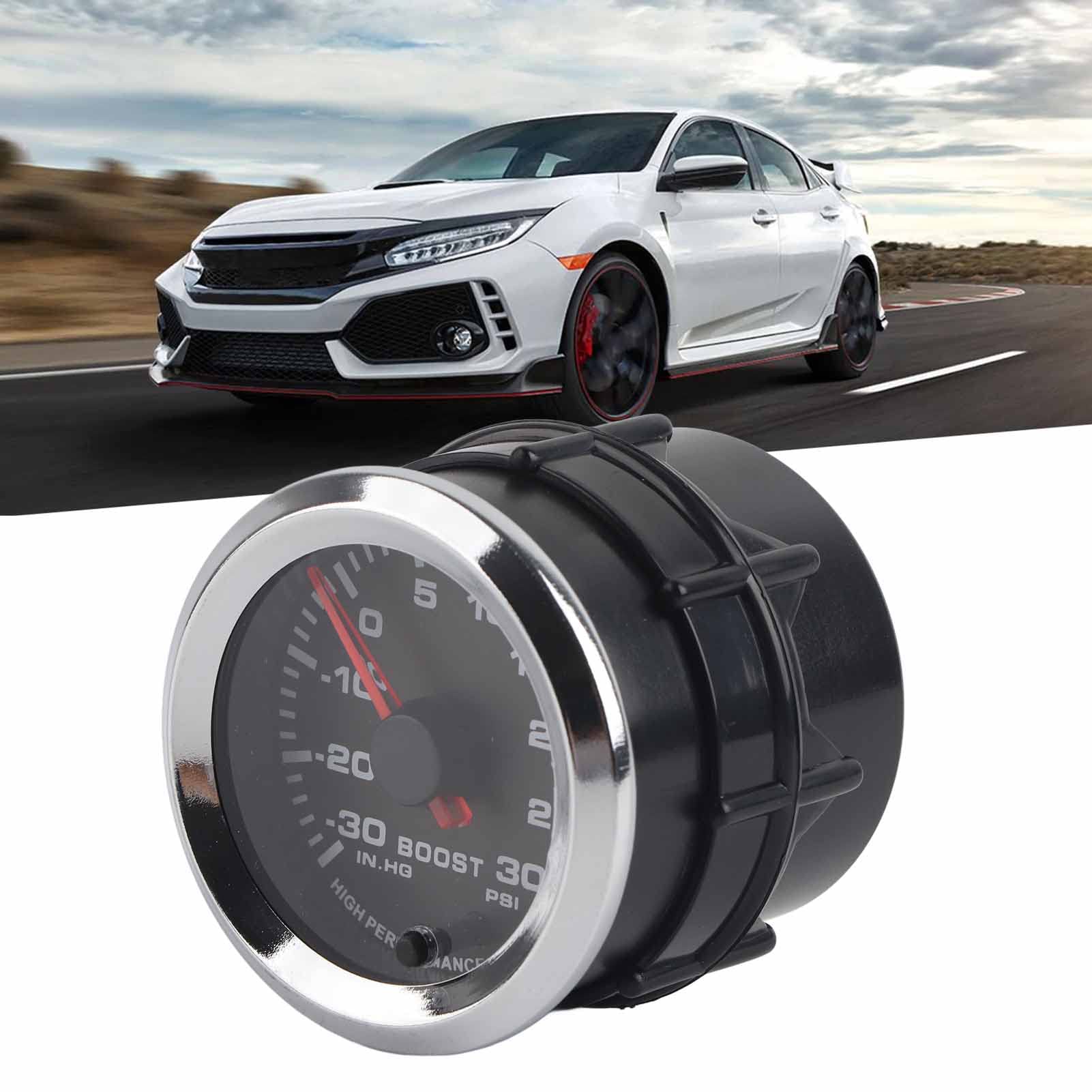 Uniwersalny wskaźnik wskaźnika Turbo Boost 7 kolorów wyświetlacz LED 30 30 PSI średnica 52 mm pasuje do samochodu ciężarowego 12 V łódź