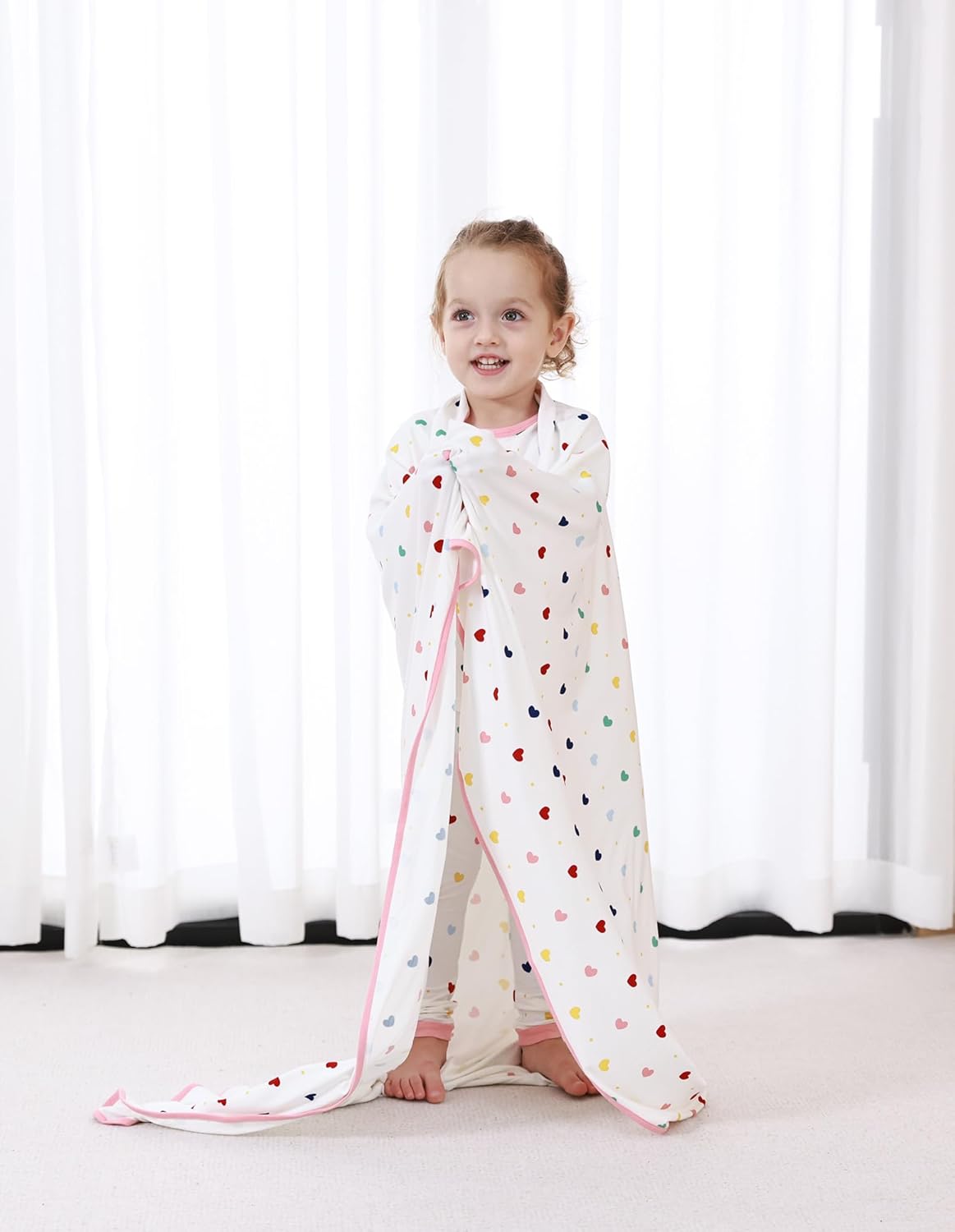 Baby Swaddle Blankets and Hats Set Boys & Girls Newborn Receiving Blanket and Hat Viscose from Bamboo, Heart