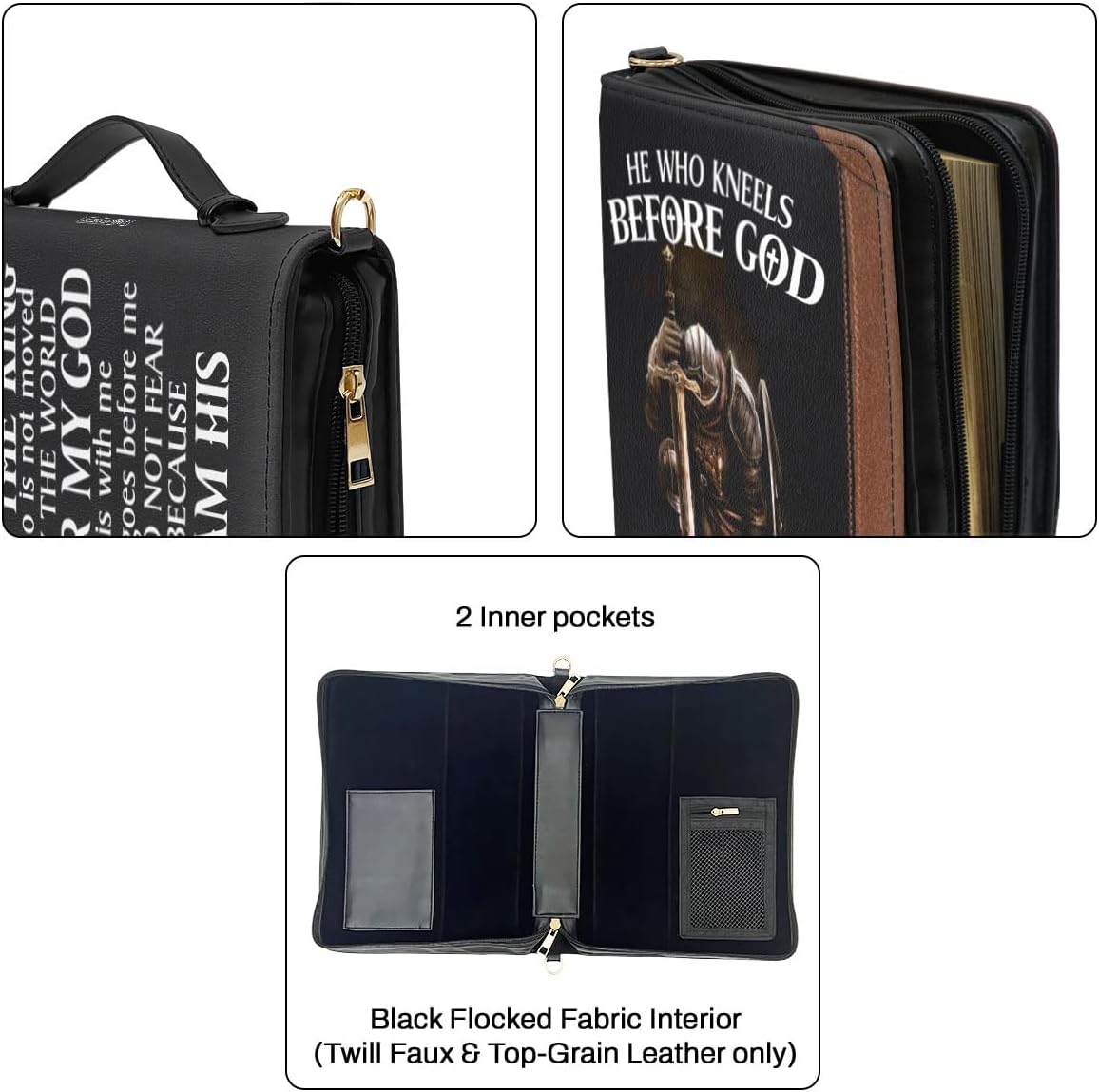 Jeuspirit Bible Covers - Leather Bible Organizer Case, Christmas Gifts For Women, Men, Christian Gifts For Women - Bible Holder Bag, Bible Carrying Case Large Size (Son Of The King)