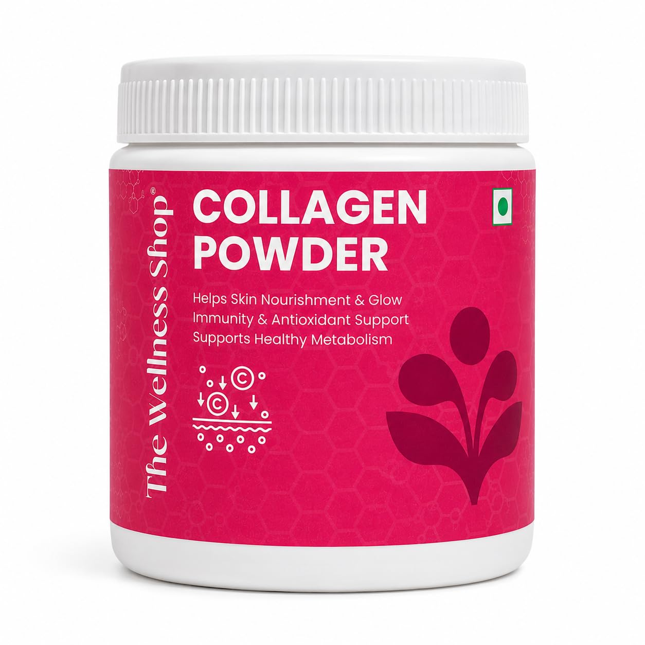The Wellness Shop Collagen Powder 200g | Plant-Based Collagen Builder for Glowing Skin, Strong Hair & Nails | Antioxidant Supplement with Vitamin E & Fruits Extract-image-10