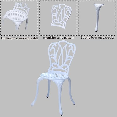 Miniatura 3 de KAI LI Juego de 3 piezas de muebles de patio de aluminio fundido para patio, jardín al aire libre, mesas y sillas a prueba de óxido, juego de bisrto