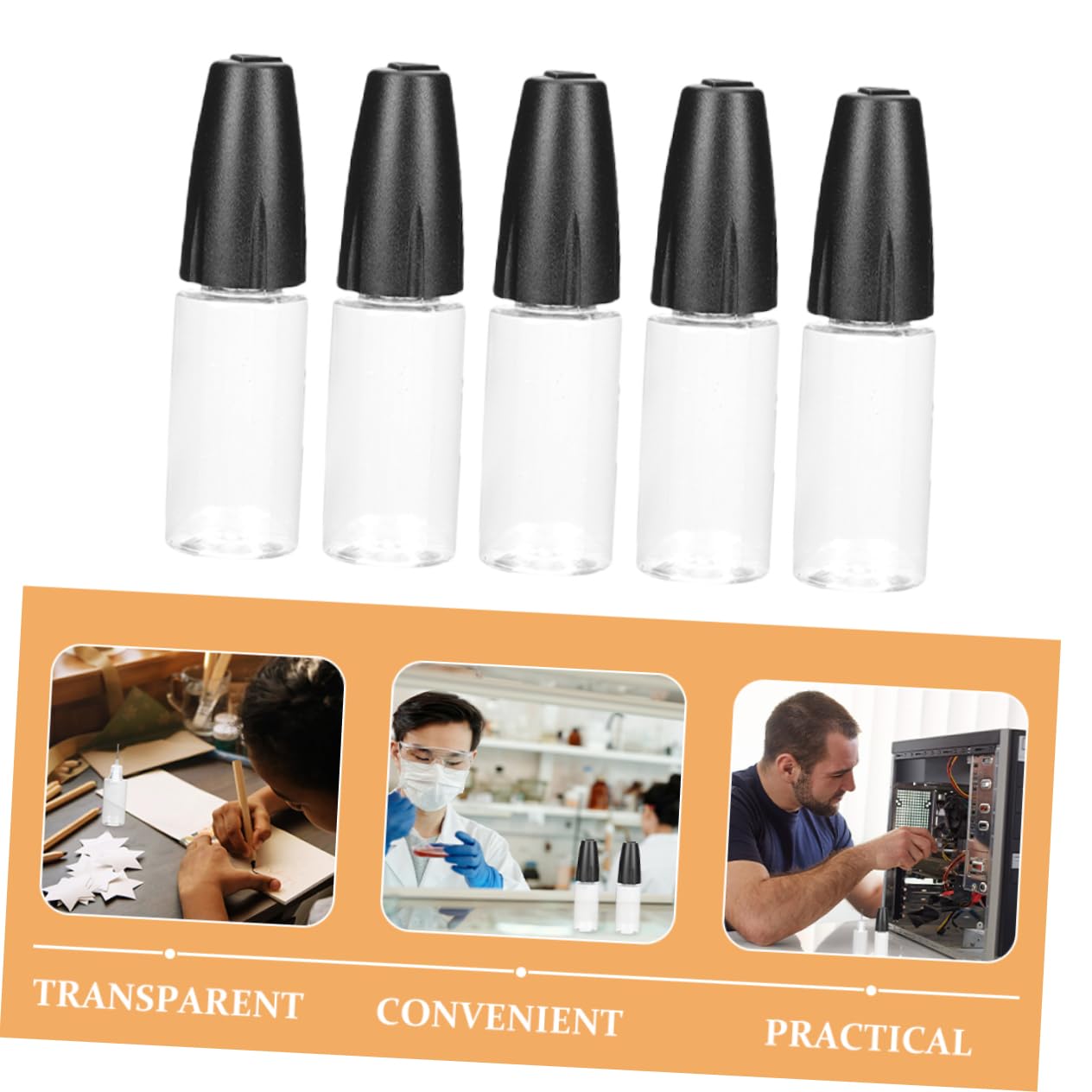 5 Sätze Transparente Flasche Kleine Flaschen Mini-quetschflasche Squeeze-flaschen Einfach Applikatorflasche Flaschen Mit Nadelspitzen Nadelflaschenspender Das Haustier 10 Stück * 5