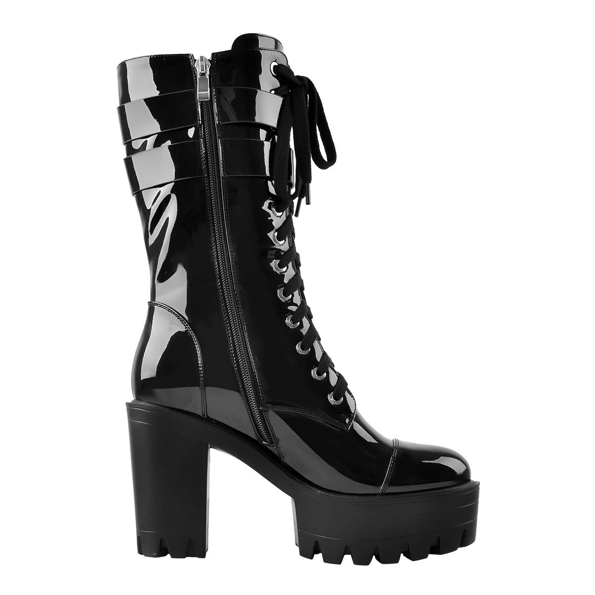 Only maker Damen Plateau Stiefeletten Schnürboots Blockabsatz