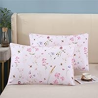 Vista 47 de WINLIFE Juego de 2 fundas de almohada 100% algodón con estampado floral de jardín (estándar 20 x 26 pulgadas, lila)