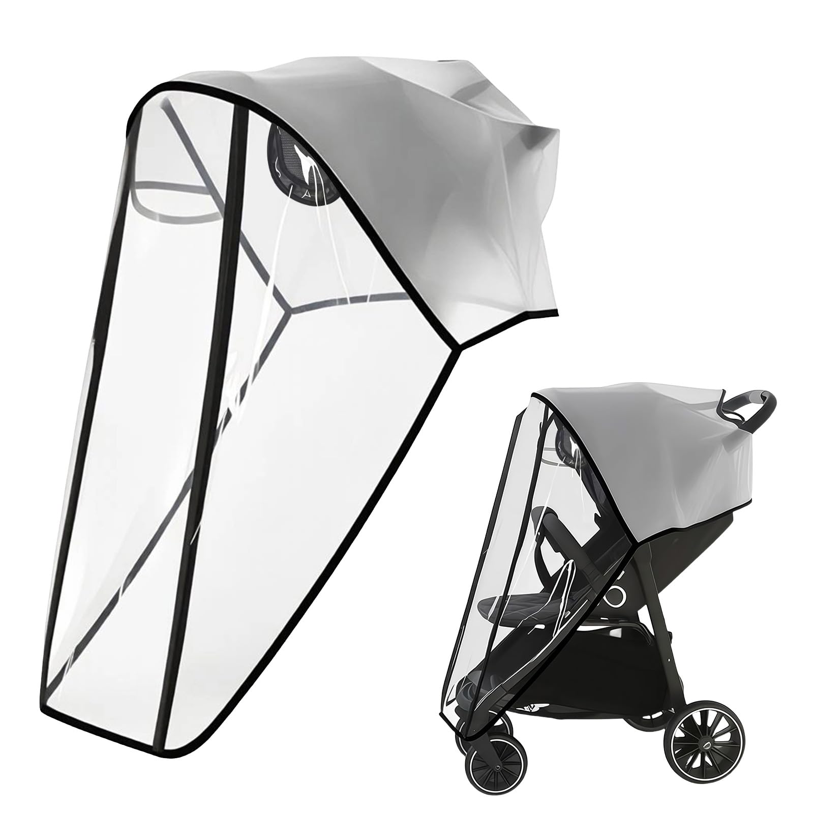 Universal Rain Cover Large EVA Pushchair Raincover with Double Zipper Waterproof Windproof Clear Buggy Cover for Strollers Pushchairs Travel Systems