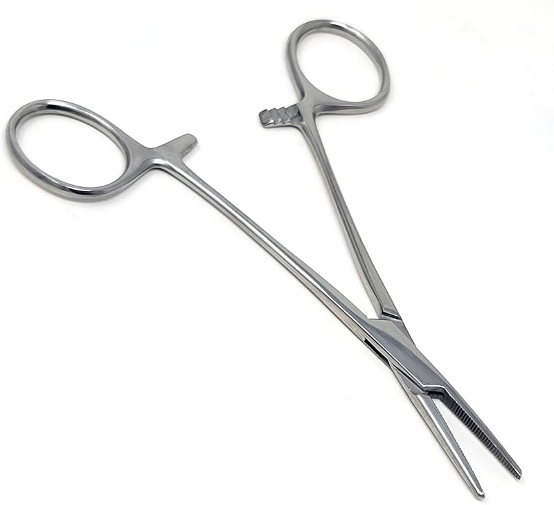 A2ZSCILAB Mosquito Hemostat Locking Forceps 5inch Straight with Full Serrated Jaws Ideal for Clamping Fishing Firefighters Nurses Doctors More Silver