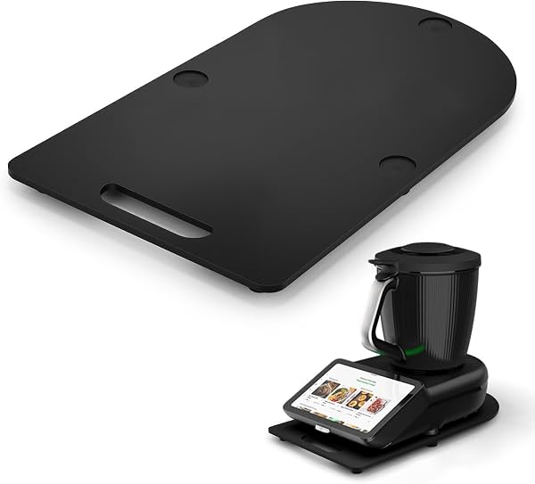 Tabla deslizante para Thermomix TM7, negro | Soporte deslizante de acrílico, movimiento sin esfuerzo de la batidora, protege la encimera de la cocina, fácil de limpiar