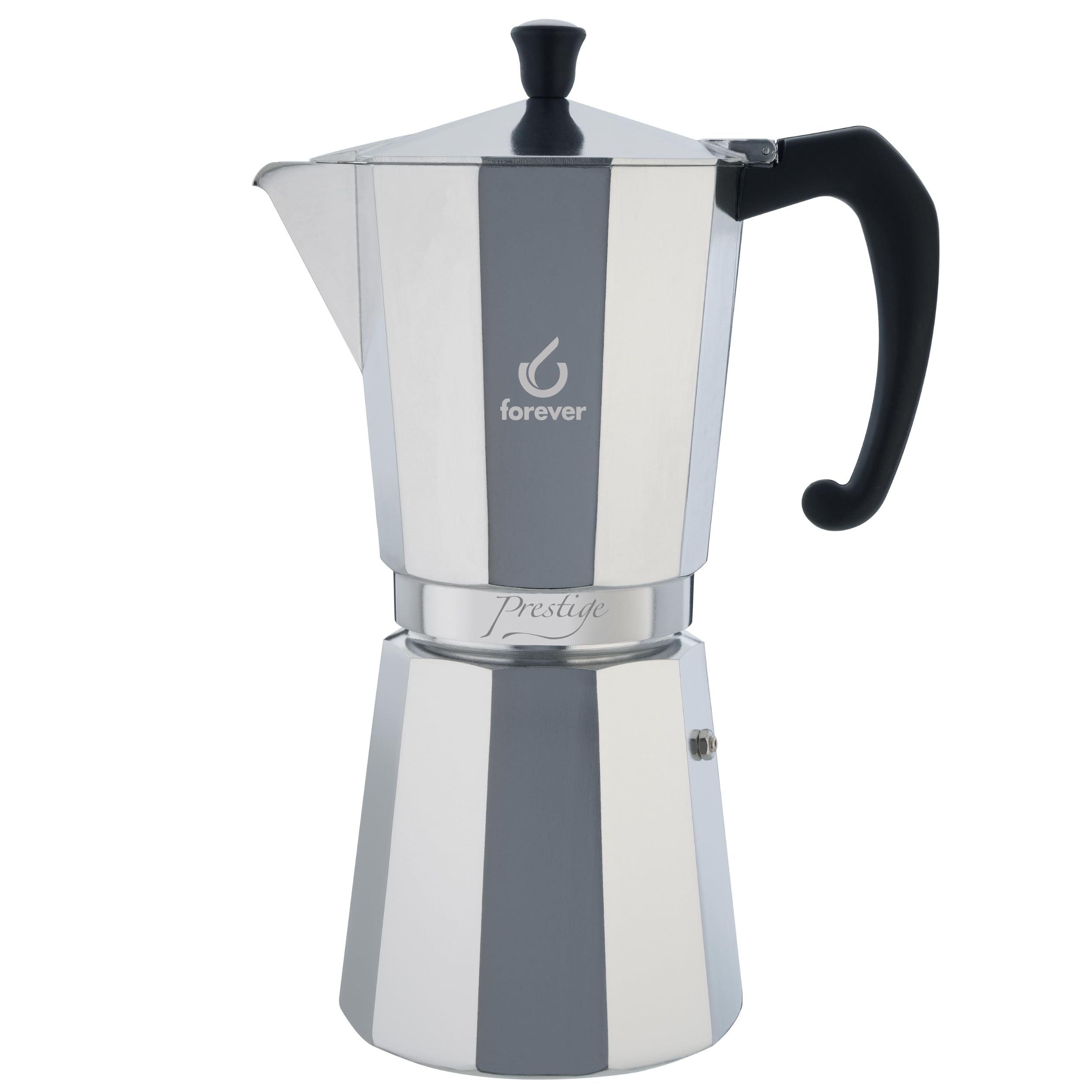 FOREVER Miss Moka Prestige | Caffettiera Moka in Alluminio (18 Tazze) | Macchina da Caffè Espresso per Casa e Campeggio | Caffettiera Portatile con Guarnizione in Silicone