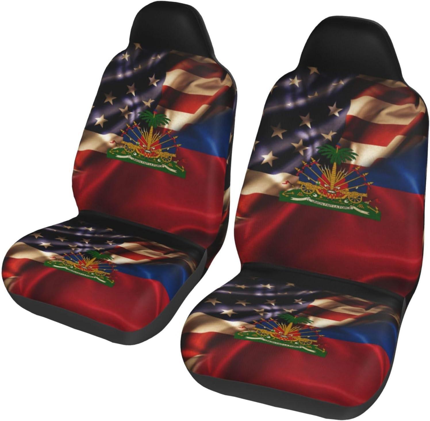 Combined El Salvador and USA Flag Car Seat Covers Front Seats-Universal Automotive Seat Covers Full Set of 2 Pcs,Fits Most Cars SUV and Truck