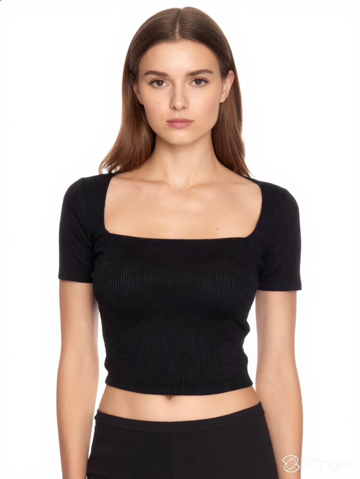 Women’s Solid Ribbed Slim Fit Stretchable Top | Round Neck Short Top | Plain Fitted T-Shirt for Casual, Office with High Stretch | Regular Top for Girls & Women-picture-38