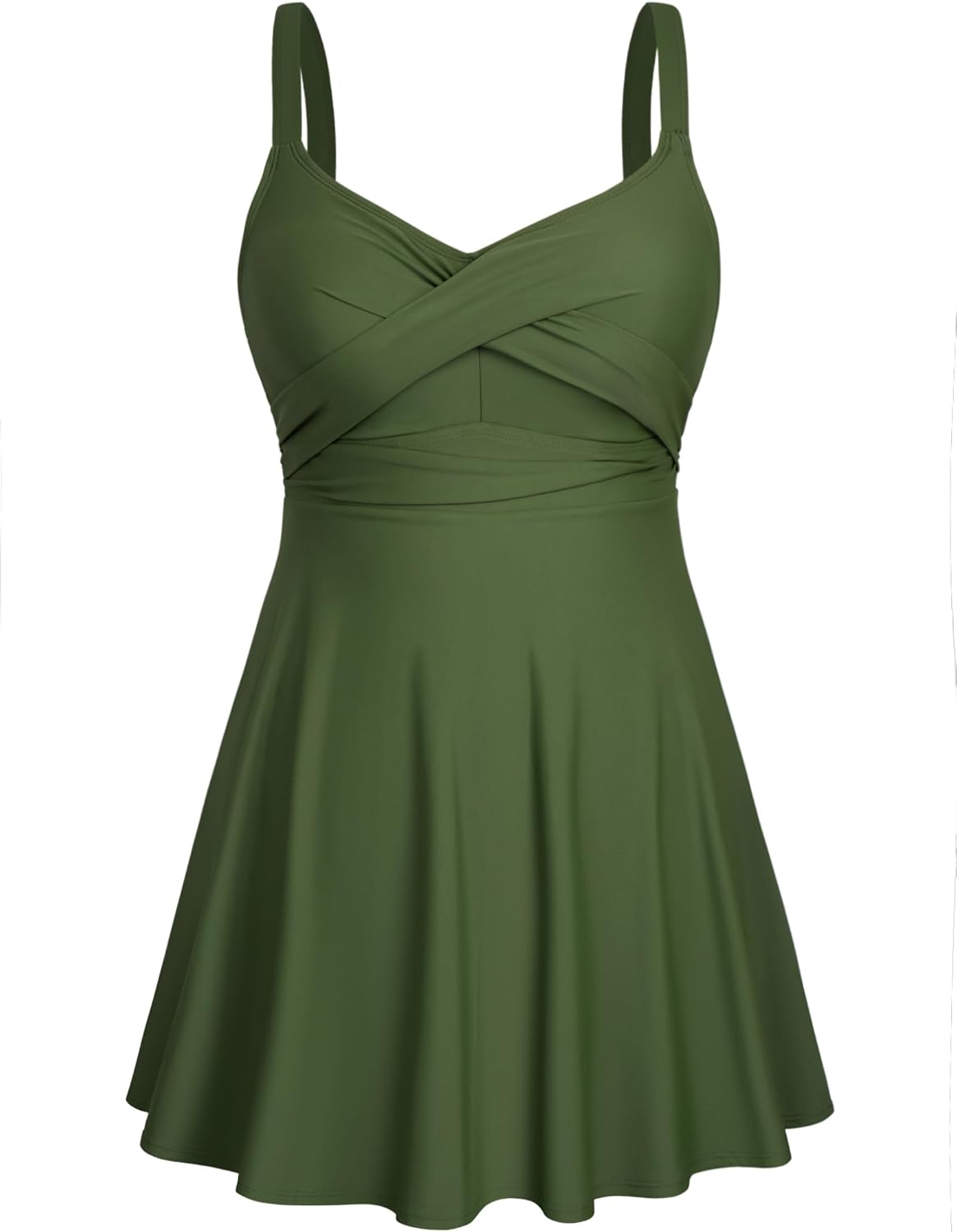 HUSKARY Plus Size Swimsuits for Women Swim Dress Tummy Control Two Piece Bathing Suit Flowy Tankini with Boyshorts