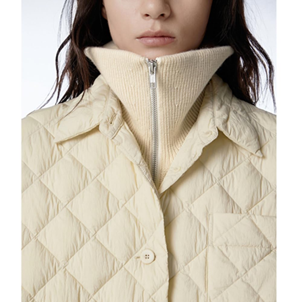 Chaqueta de plumón Ligera y compacta de Invierno para Mujer, Acolchada, sin Capucha, Cortavientos, cálida y Ajustada para montaña.