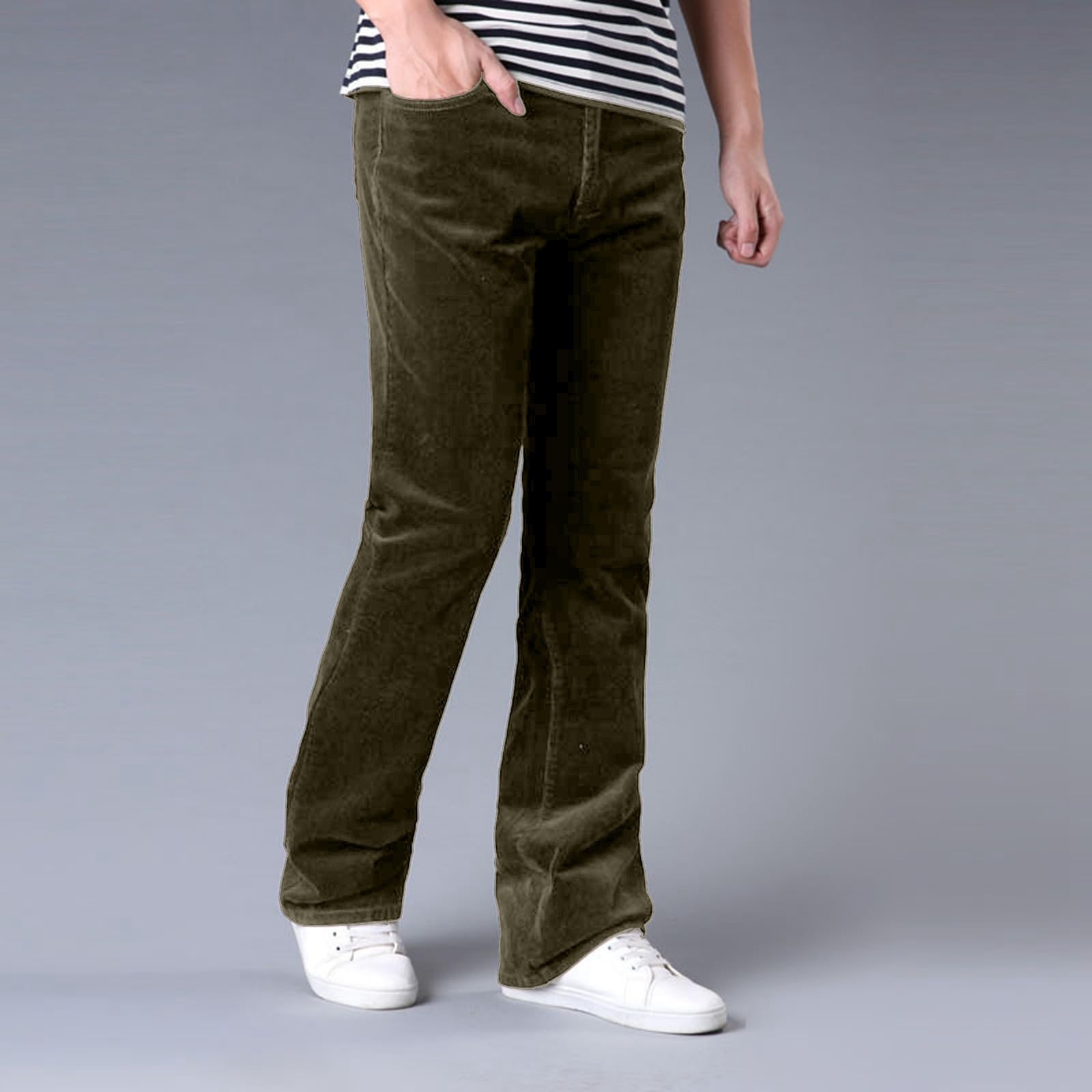 Pantalones Hombre - Pantalones de Pana para Hombre Estilo Retro Disco con Cintura Elástica y Corte Comodo