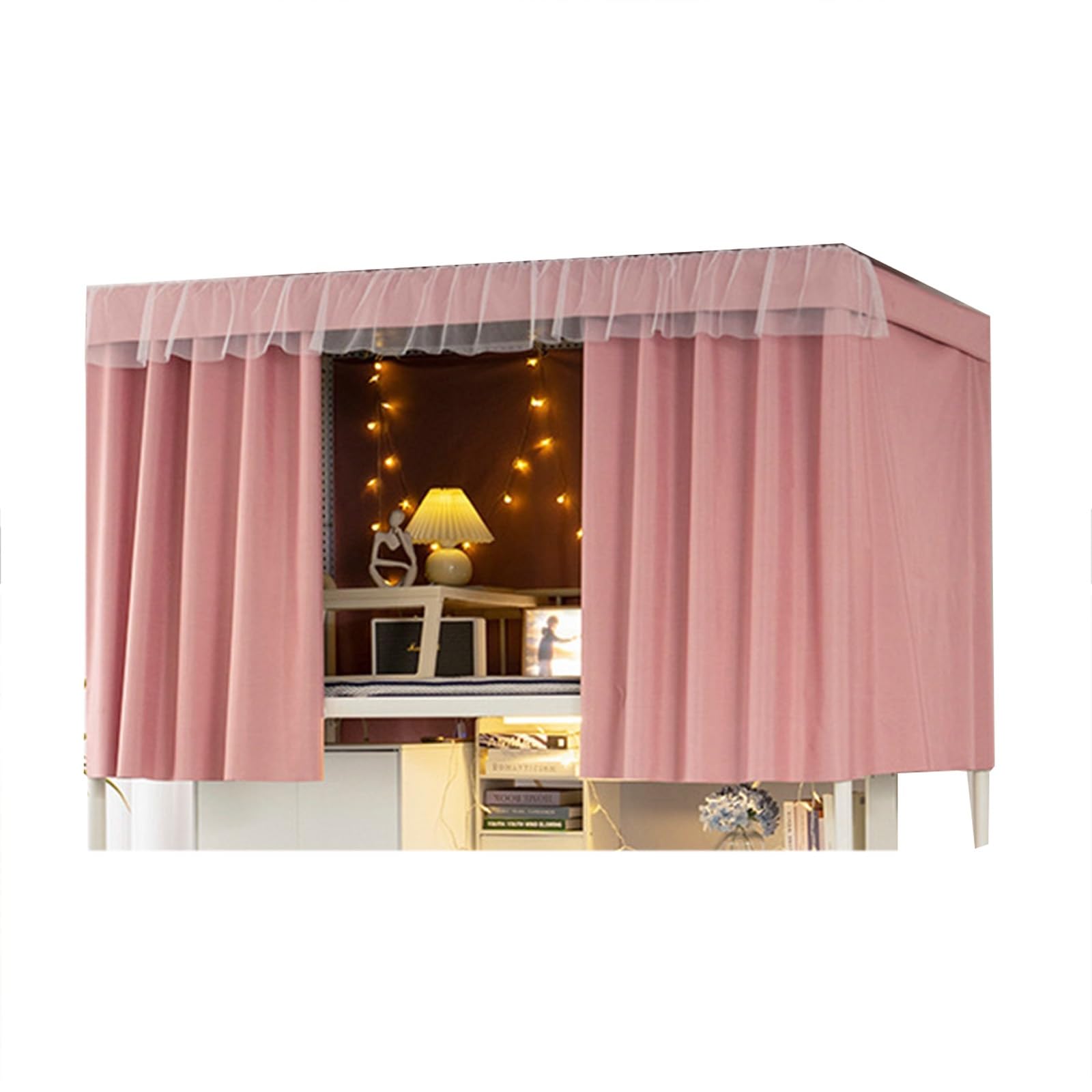 LVYUDS Dust-Proof Bunk Bed Curtains Available Dormitory Blackout Loft Bed Curtains Universal Breathable Bunk Bed Tent Decoration(Curtain*3,1.2M_PINK)