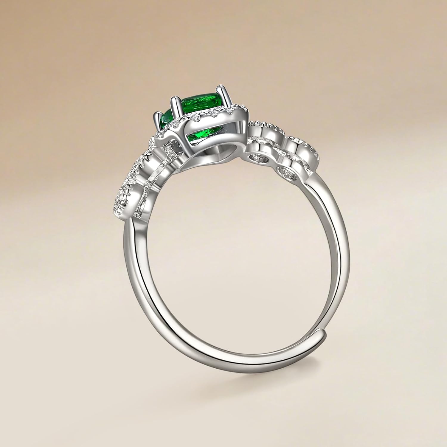 925 Sterling Silver Ring, Emerald Birthstone Ring, Fashionable Women's Gemstone Ring, Engagement Promise Ring, Women's Jewelry, Engagement, Anniversary, Valentine's Day Gift - Image 6