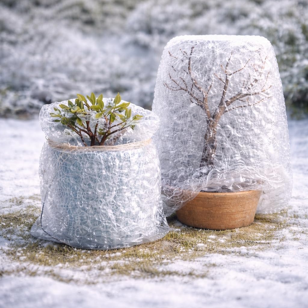 Jardibric - Film à Bulles Polyéthylène 1 x 50 m - Rouleau de Protection Hivernale pour Plantes - Emballage et Déménagement Produits Fragiles