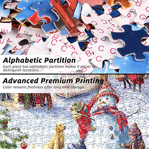 Jigsaw Puzzle 1000 Piece for Adult, LANIAKEA Christmas Snowman Celebration Puzzles, Puzzle Game for Christmas Toy Gifts - Thumbnail 4