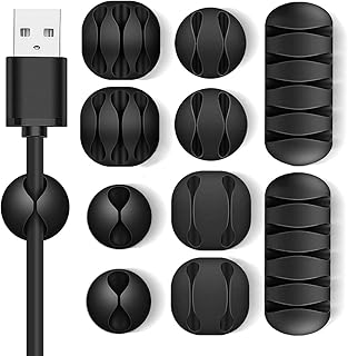 مشابك كابلات، منظم أسلاك من 10 قطع، نظام حامل أسلاك لاصق قوي مع ظهر 3 ام للطاولة، الكمبيوتر، السيارة، المكتب، سلك الطاقة، كيبل الشحن، كيبل USB، الماوس، سلك سماعة الرأس