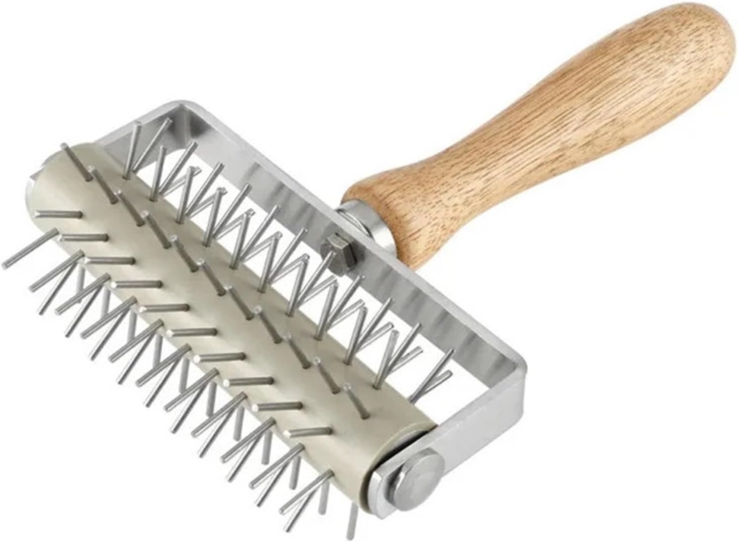 Stainless Steel Dough Roller Cutter Pizza Bread Needle Durable Pie Pastry Punchers With Wooden Handle(Roller cutter)