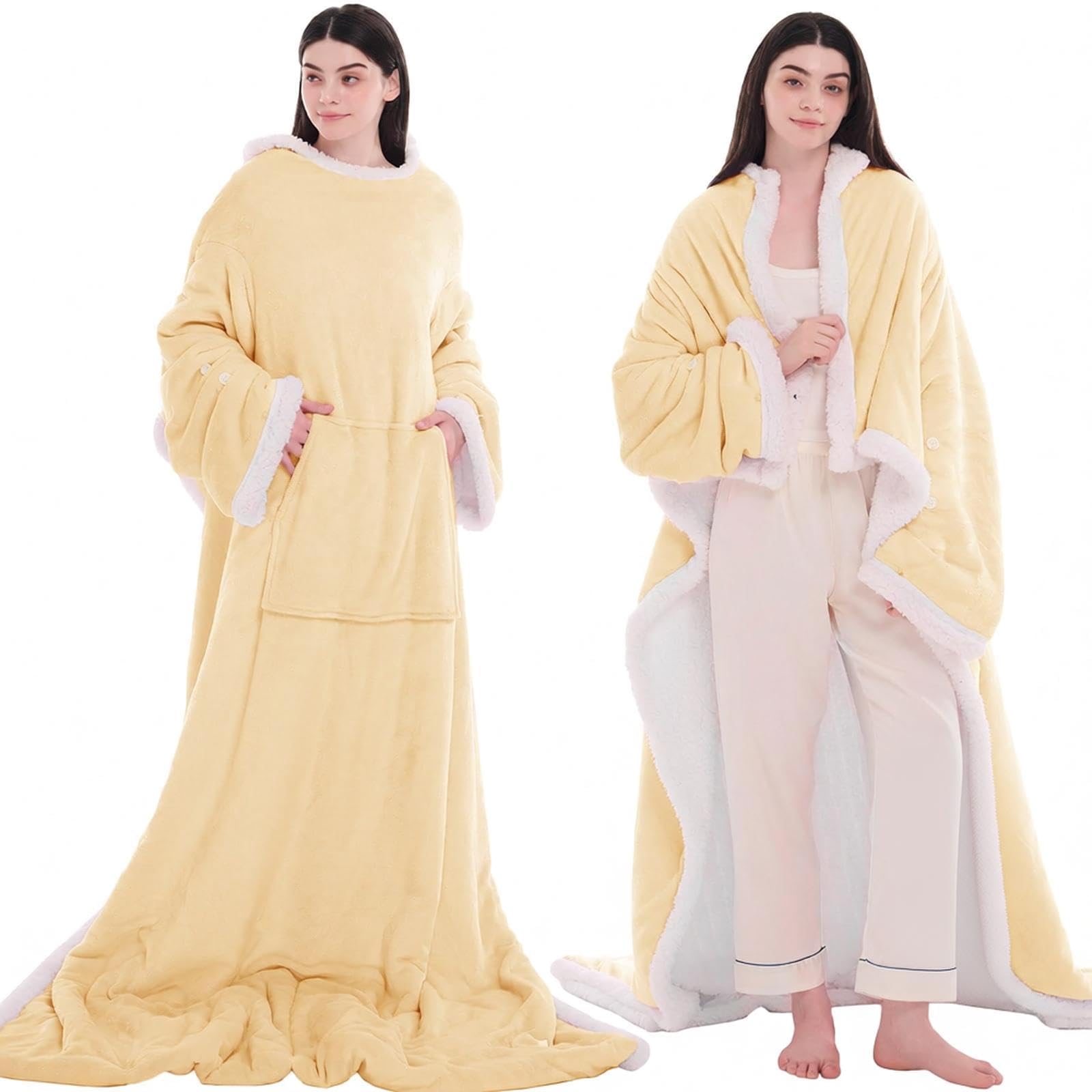 Homemate Wearable Corded Electric Heated Throw with Foot Pocket for Sofa