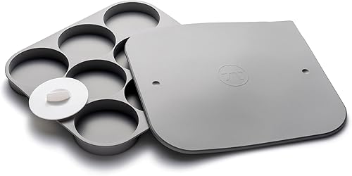 Outset 76660 Máquina para hacer hamburguesas, prensa y bandeja para 8 hamburguesas, color gris