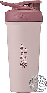 BlenderBottle Sport Sleek Shaker Cup - Botella de agua aislada de acero inoxidable con batidor de alambre, 25 onzas, rojo/bronceado (Sahara Sunset)