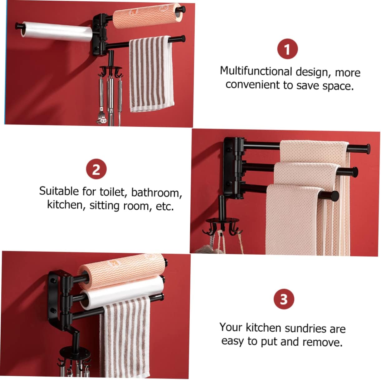 Kitchen Storage Rack Rod Roll Paper Stand Magnetic Paper Towel Holder Kitchen Towel Rack