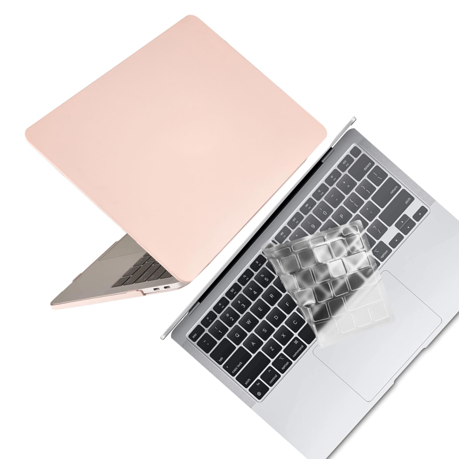 Funda para MacBook Pro 14 pulgadas (2021-2025) con carcasa rígida y protector de teclado rosa crema 8