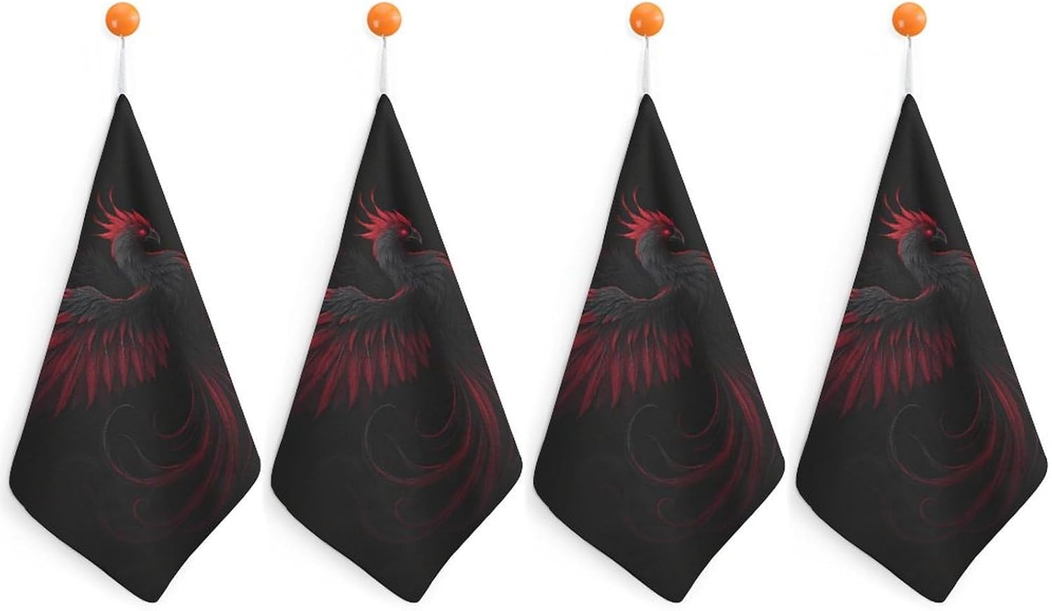 Black-Flying Phoenixes Hand Towels for Bathroom Handkerchief | Absorbent,with Hanging Loop,Kitchen Towels,for Home Hotel,Soft