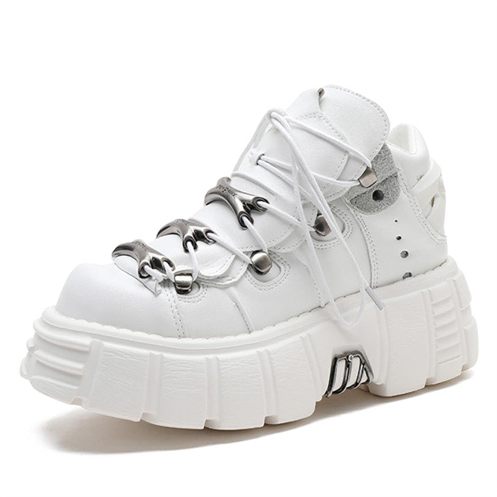 Piattaforma Punk Sneakers da Donna Sissy Boy Fashion Casual New Rock Femminile Scarpe da Corsa in Metallo Decorazione in Metallo Moto Stivali da Donna Boots