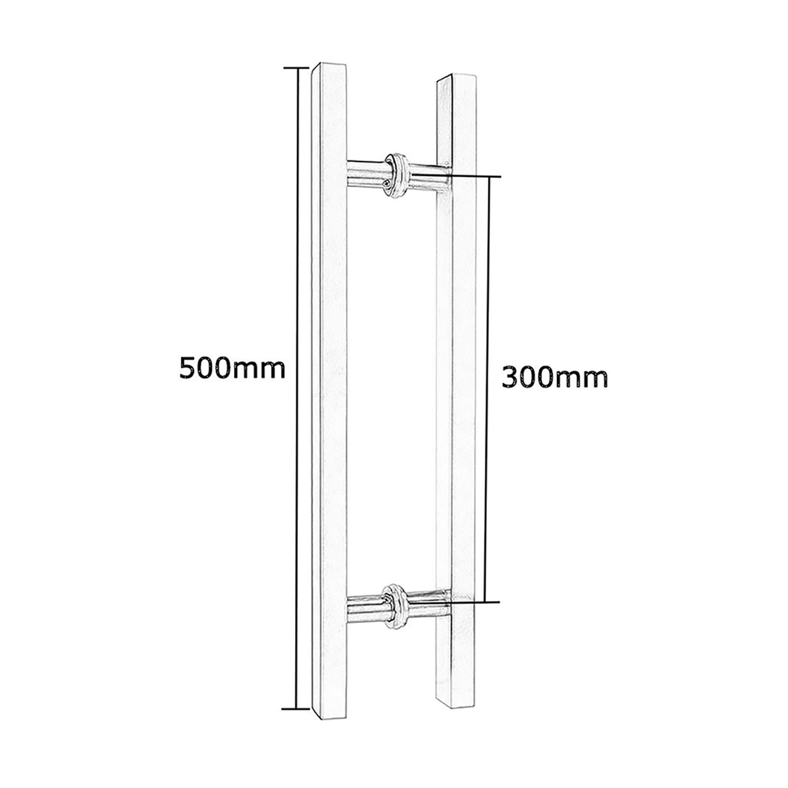 Tirador de puerta de cristal de acero inoxidable para puertas corredizas de granero, instalación de tornillos, 800 mm x 500 mm, ideal para puertas de madera, diseño duradero y elegante