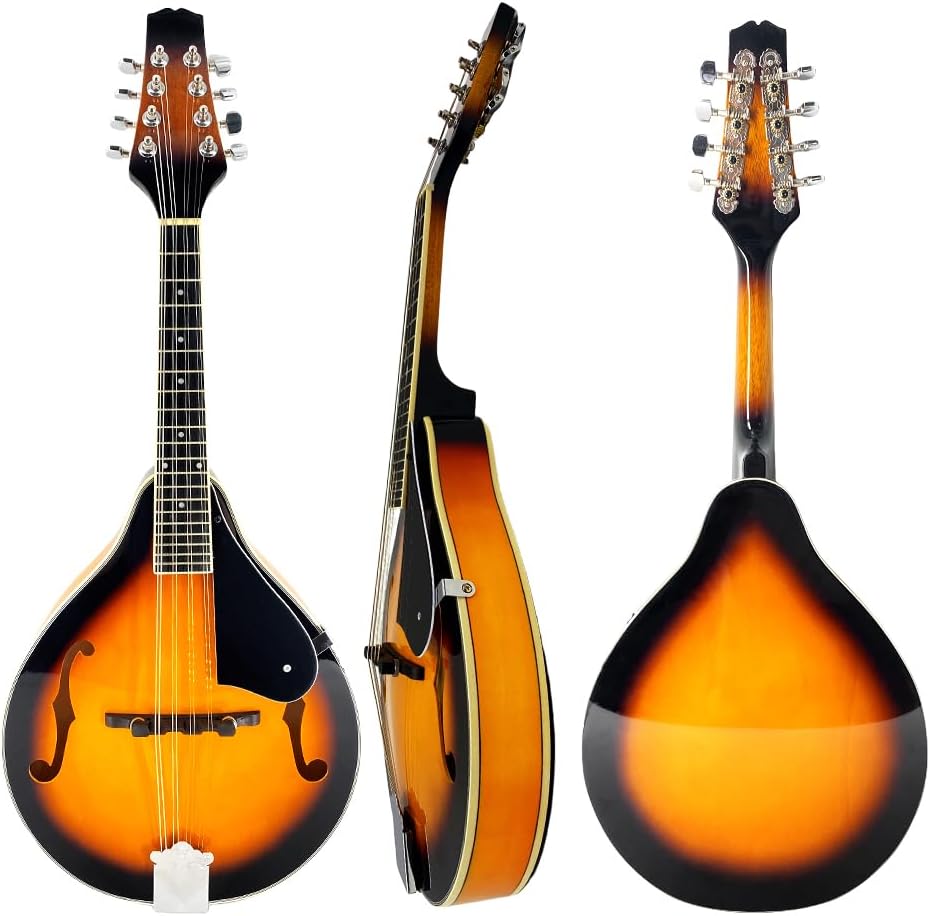 Mandolin Musical Instruments A Style,8-String Acoustic Basswood Mandolin Instrument Kit for Beginners with Case,Strap,Pickup,Spare Strings,Polishing Cloth,Plectrum