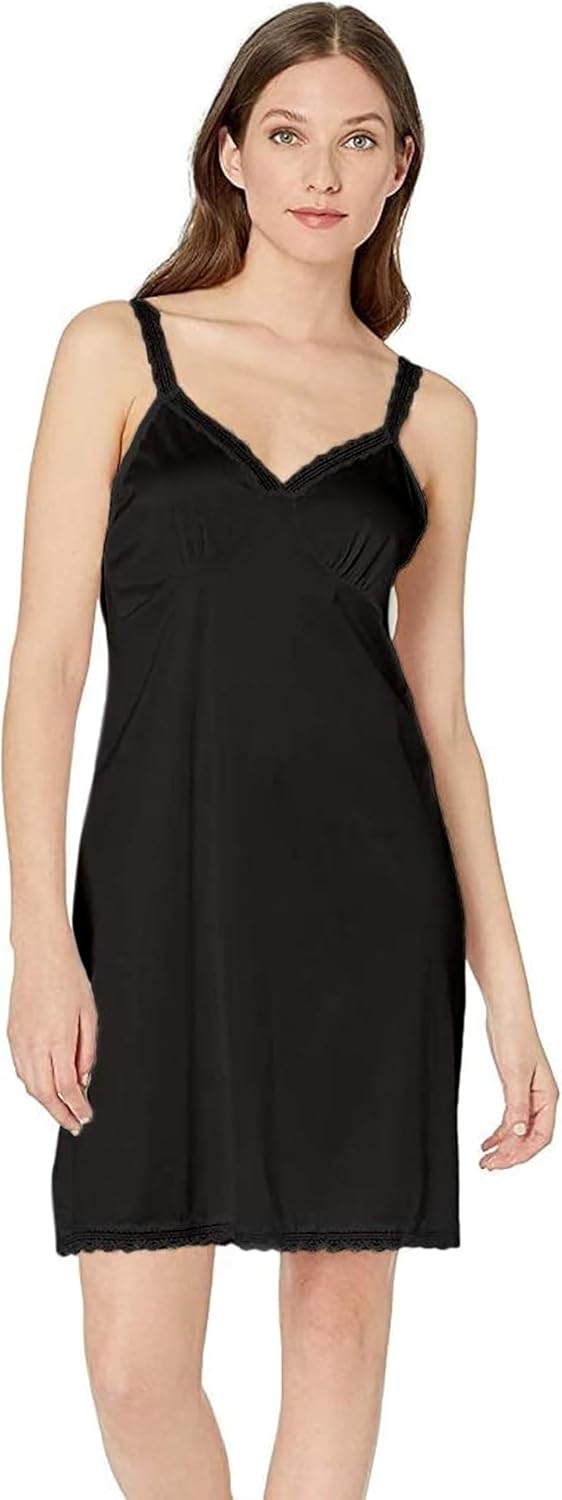 Daywear 28" Stretch Lace Strap Full Slip-Black-Black-2PK