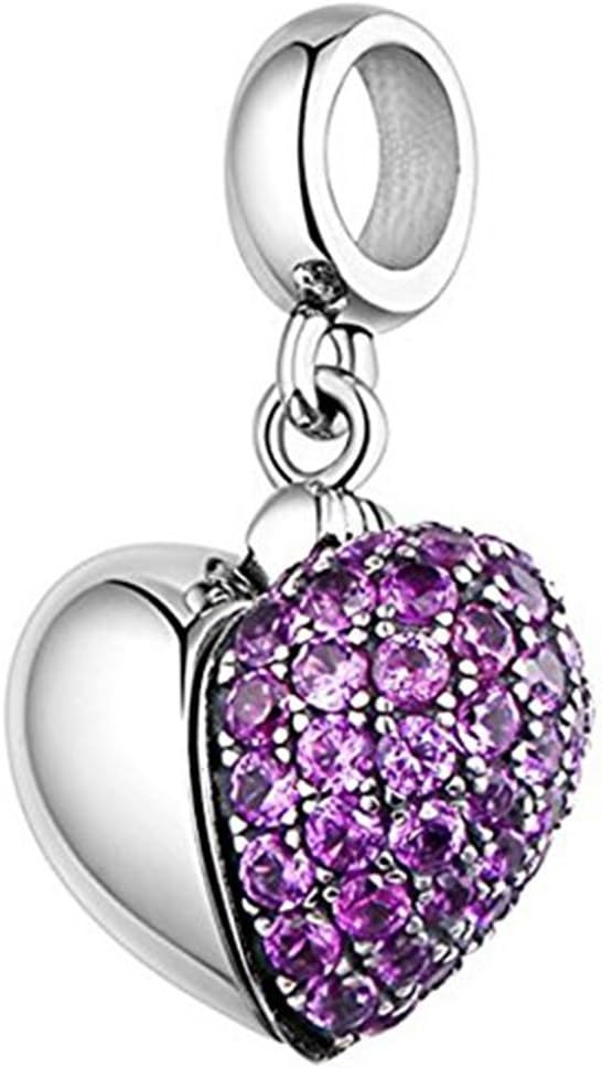 I Love You Charm 925 Sterling Silver Heart Charm Anniversary Charm Birthstone Charm for Pandora Bracelet - Image 3