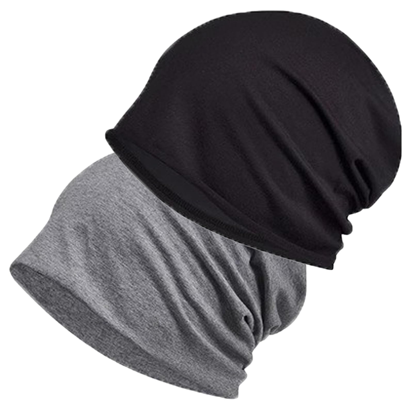 2 Pieces Cotton Slouchy Beanie Hat Stretch Hip-Hop Warm Skull Caps Unisex Baggy Lightweight Women Thin Knit Slouchy Beanies Cap Cotton Chemo Sleep
