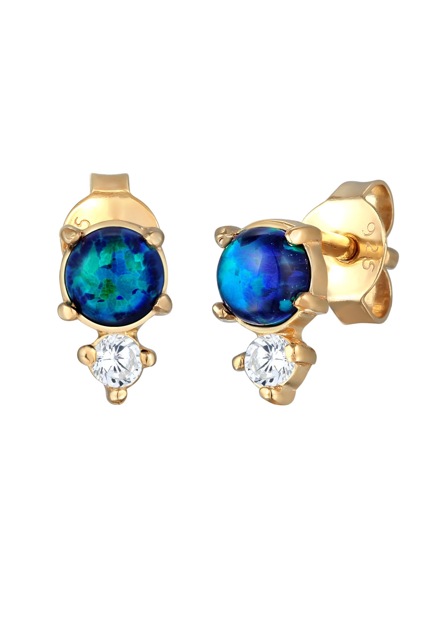 Elli Ohrringe Damen Ohrstecker Vintage mit Zirkonia Kristallen und Opal